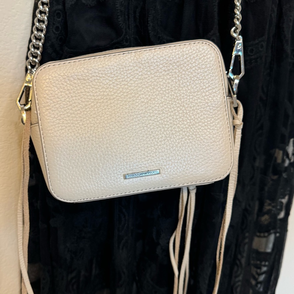 Rebecca Minkoff Trendy Nude 3 Front Zippers Leather Crossbody Shoulder Bag - Picture 3 of 11